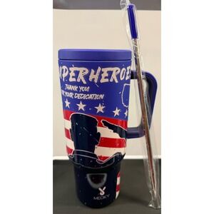 Meoky 40oz Tumbler Patriotic Superheroes Thank You For Your Dedication Blue New